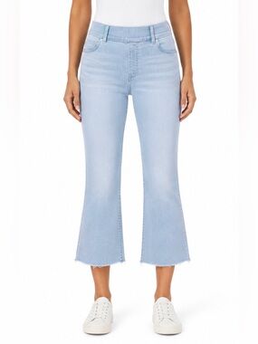 SPANX Denim Pull-On Flare Leg Raw Hem Jeans Light Wash